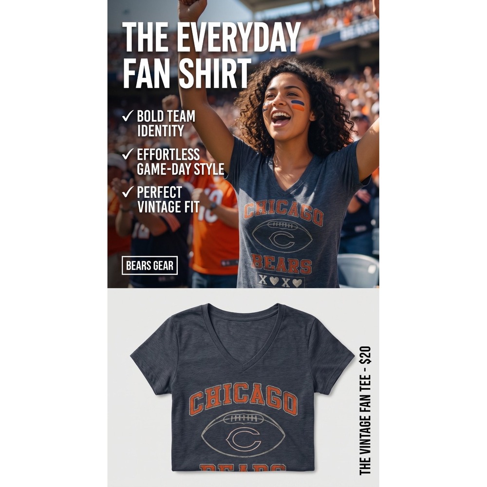 NFL Women's Chicago Bears V-Neck T-Shirt Size S
